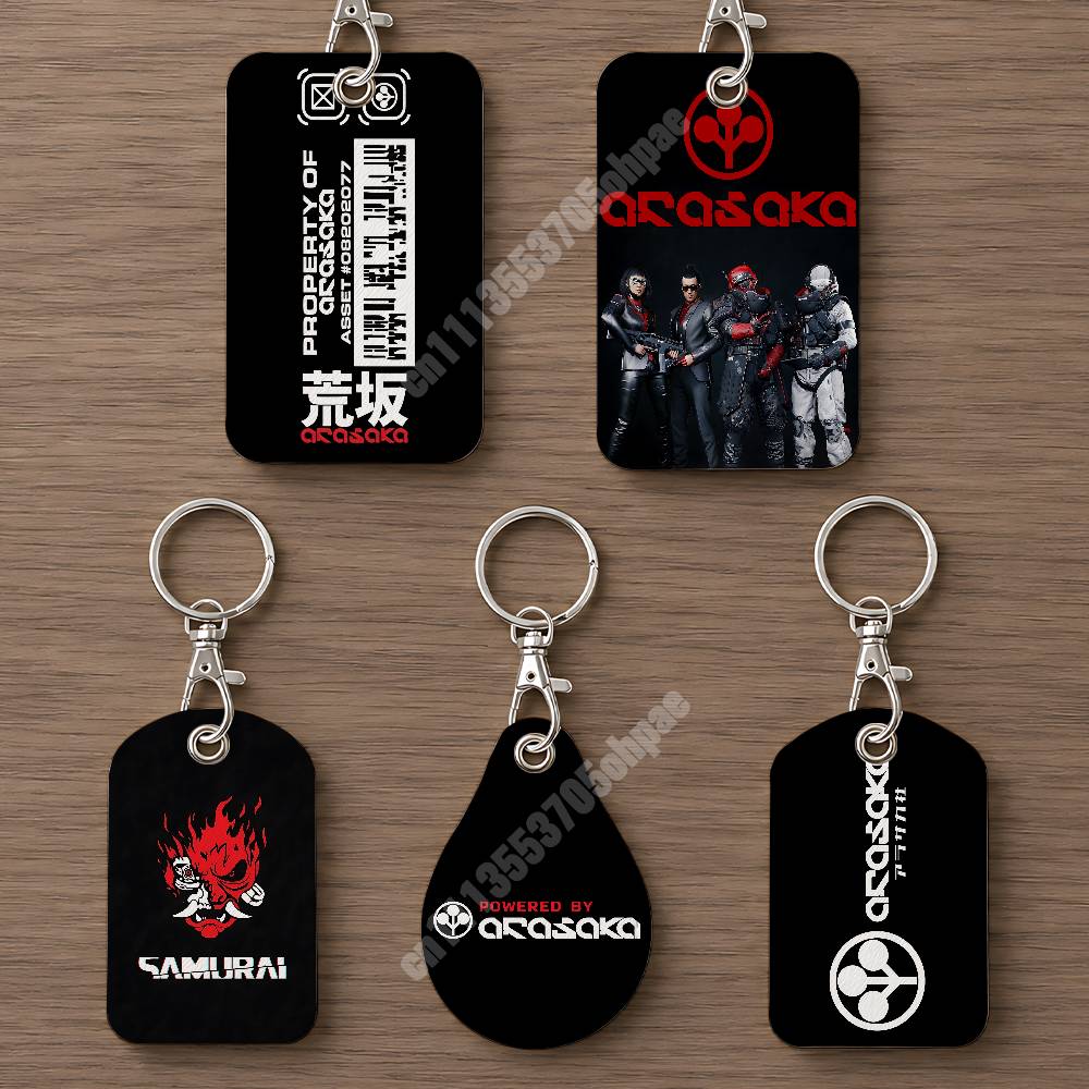 Phone Accessories Charms - Arasaka Tower Corporation Leather Keychain Card